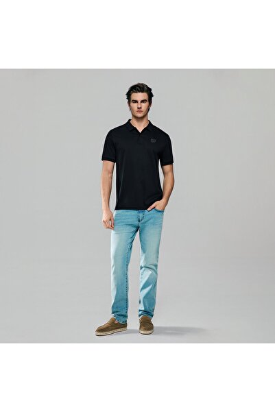 Giordano قميص بولو رجالي بقصة ضيقة وملمس سائل