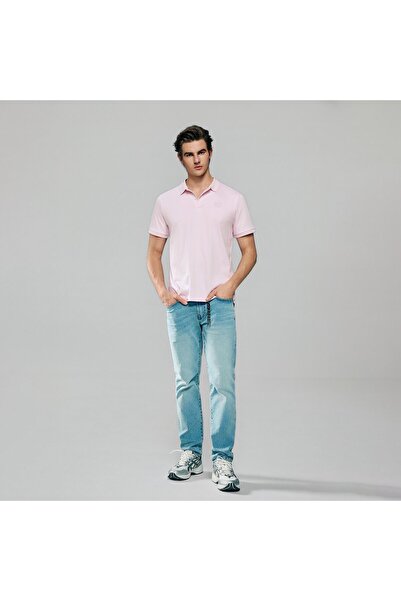 Giordano قميص بولو رجالي بقصة ضيقة وملمس سائل