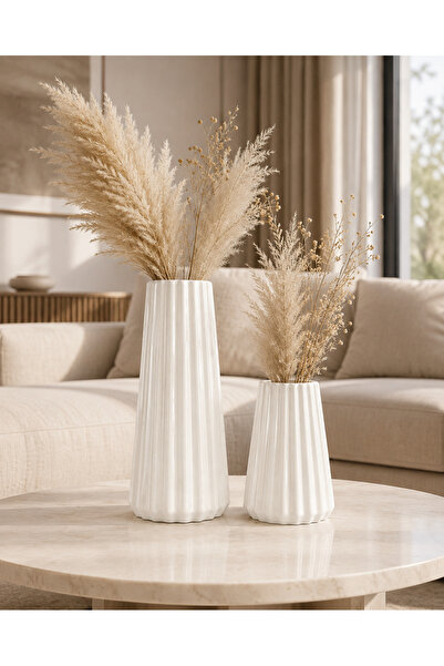 monocactus Mila Porcelain Look Striped Decorative Vase 20-10cm
