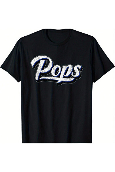 1001 Line قميص رجالي أنيق أسود اللون من القطن 100٪ مع تصميم "POPS"، مريح وقاب...