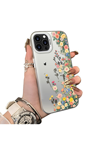 Hontinga iPhone 13 Pro Uyumlu Silikon Kenar Sert Arka Kılıf Couple Telefon Kı...