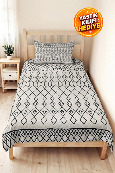 Evimde Bambaşka Set de lenjerie de pat pentru cameră de tineret, geometric, b...