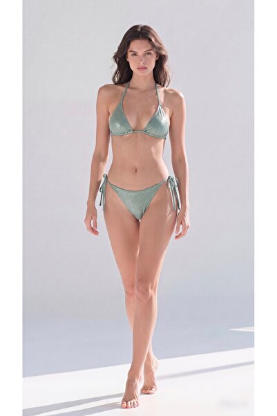 AYS Sleepwear AYS Sola Mint Yeşili Üçgen Kesim Bağlamalı Bikini Takımı