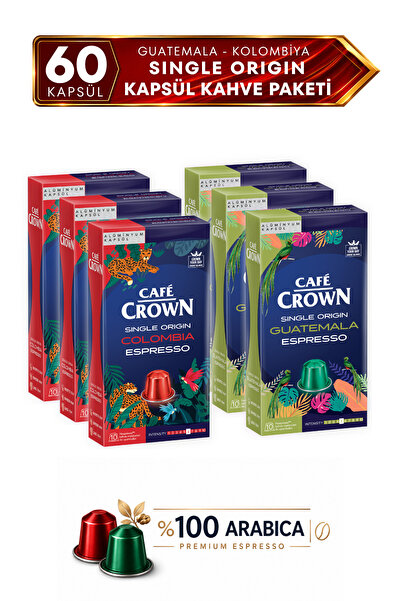 Cafe Crown 60'lı Single Origin Espresso Kapsül Kahve Tanışma Paketi Guatemala...