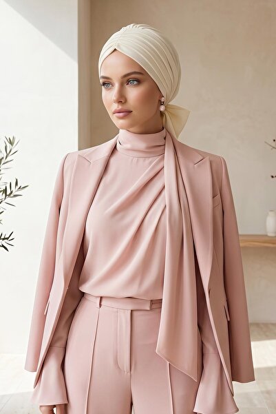 Aisha's Design Pile Detailed Crepe Ready-Made Bonnet Turban, B-86Kr