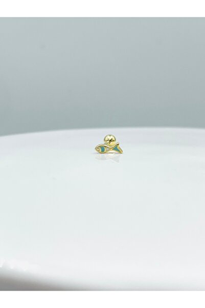 Esvema Silver 925 Ayar Gümüş Mineli Balık Piercing Tragus Helix
