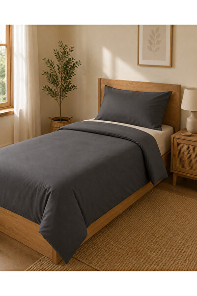 Nevora Single Duvet Cover Set 100% Cotton Plain Smoked Beige Duvet Cover Set ...