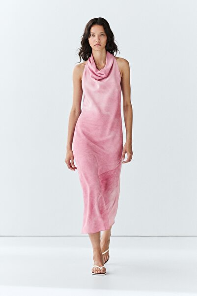 Massimo Dutti Drapeli dökümlü midi elbise