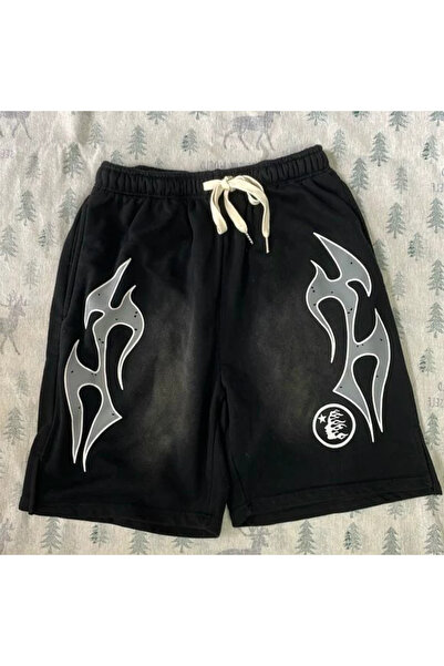 COZYWEAR Black Printed Oversize Shorts