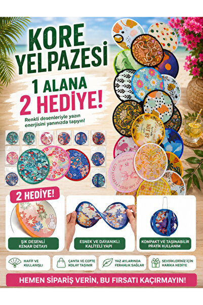 Qifit Katlanabilir Kore Yelpazesi – Çanta Boy Yuvarlak Mini Yelpaze | 1 Alana...