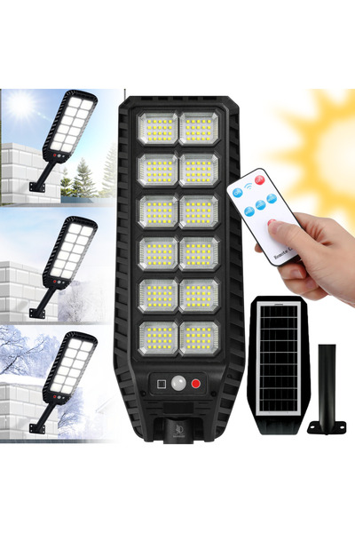 Daismart Lampă stradală solară 400W, Daismart, 216 LED-uri SMD, senzor de miș...