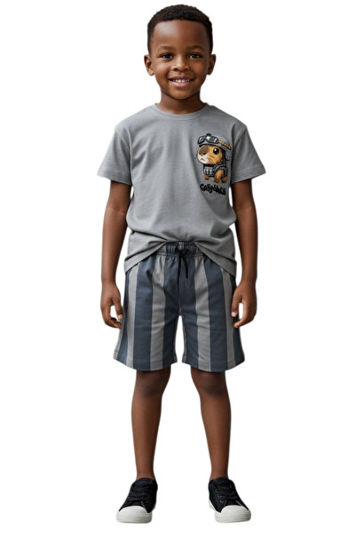 İrem Çocuk Giyim Boy's T-Shirt with Capybara Written on the Front and Back, P...
