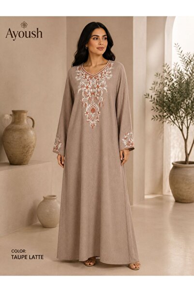 AYOUSH Women's Long Embroidered Robe Luxurious Oriental Design Long Sleeves L...