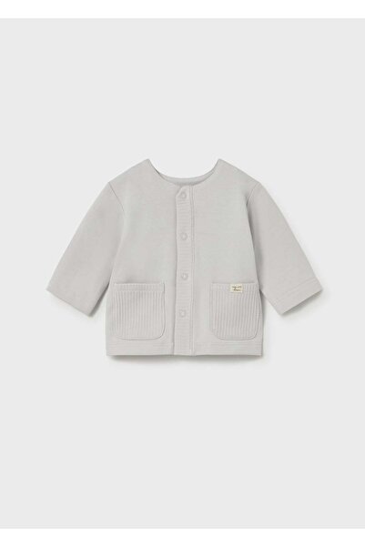 MAYORAL Newborn Baby Boy Combed Cotton Cardigan Gray