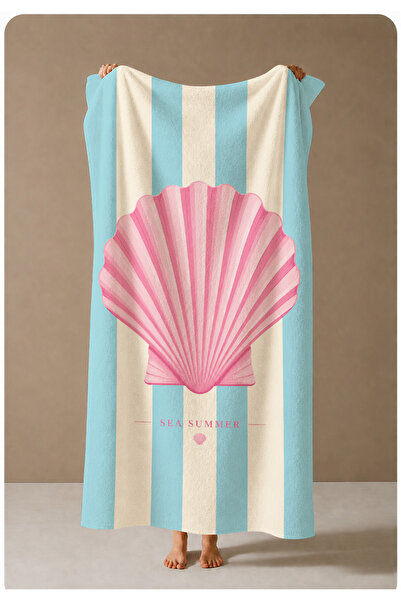 milroma Large Pink Seashell Patterned 70X150 Beach Towel