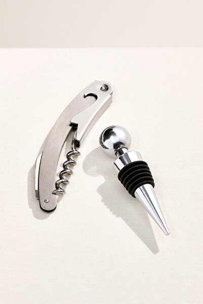 Paşabahçe Corkscrew and Bottle Stopper Set, Stylish Tableware Set