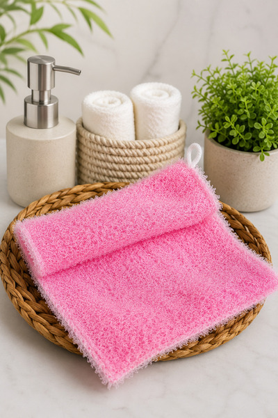 Kelebek Kese Banyo Lifi, Duş Lifi – Yumuşak Dokulu, Bol Köpüklü Vücut Temizleme Lifi 25x35CM PEMBE