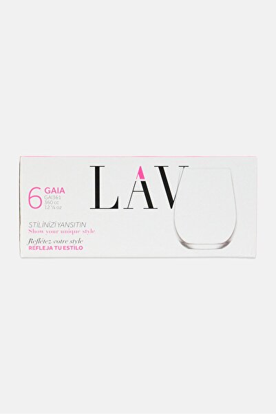 LAV Gaia Glass White Wine Glass Set of 6 360 ml (Soft Drink/Wine Glass)