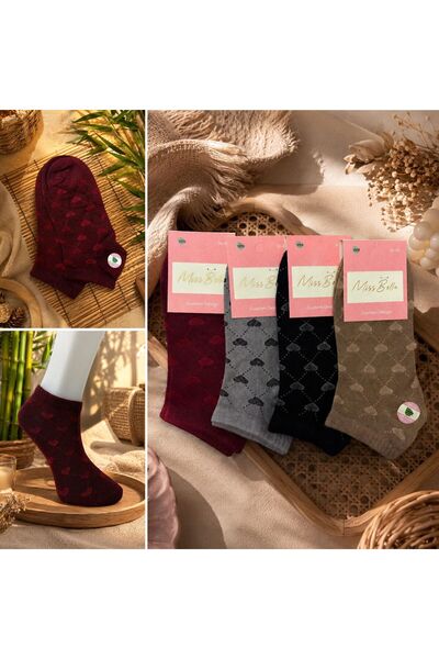 your trend socks 12 Çift Kadın Dikişsiz Bambu Parfümlü Patik Çorap, Terletmeyen, Kokusuz, Pamuklu Çorap - Mevsimlik - Karışık Renk/Desen