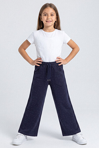 kinderos Stone Printed Wide Leg Girls' Sweatpants - 26Y 25507