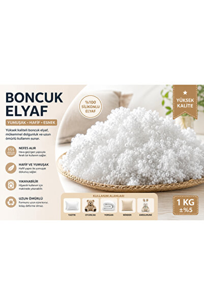 Orjin %100 Katkısız Saf Boncuk Elyaf 1 kg Yastık Yorgan Oyuncak Vb. Malzemesi