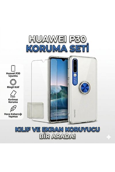 Nettech Huawei P30 Koruma Seti - Silikon Kılıf ve Ekran Koruyucu İkili Paket