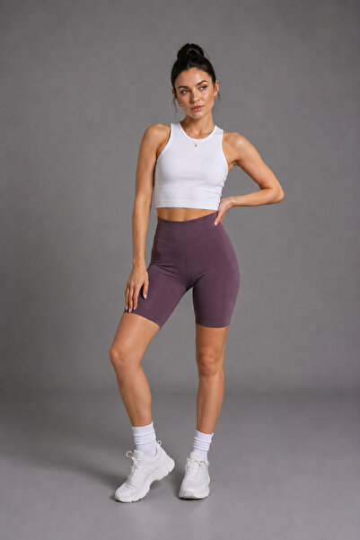 WILD BEE Women's Plum High Waist Slimming Stretchy Short Leggings
