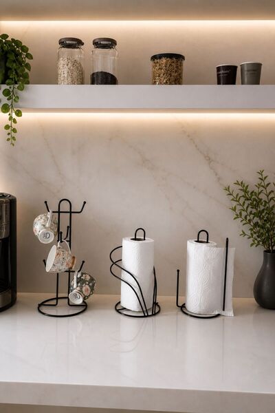 Edora Home Set of 3 Black 6-Compartment Vertical Cup Hanger, Swan Napkin Hold...