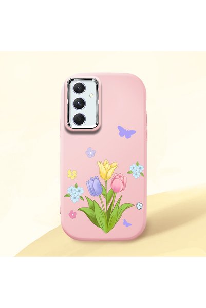 Hontinga Samsung Galaxy A54 Compatible Case Camera Protector Pink Silicone Co...