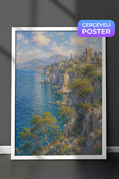 Zestia Monet inspirisan povetarcem na obali Antalije, zidna slika, impresioni...