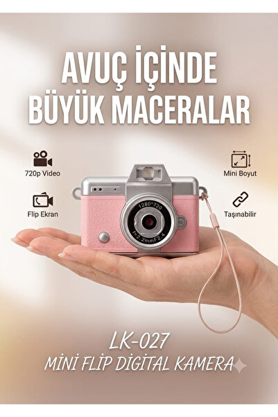 Mini Kamera Dönen Ekran Flaşlı Selfie Video Vlog Kamerası Anahtarlık 1080P+48MP