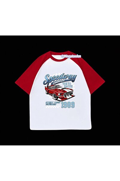 Minga London Μπλουζάκι Speedway Tokyo Racer 1989 με στάμπα και κόκκινα μανίκι...