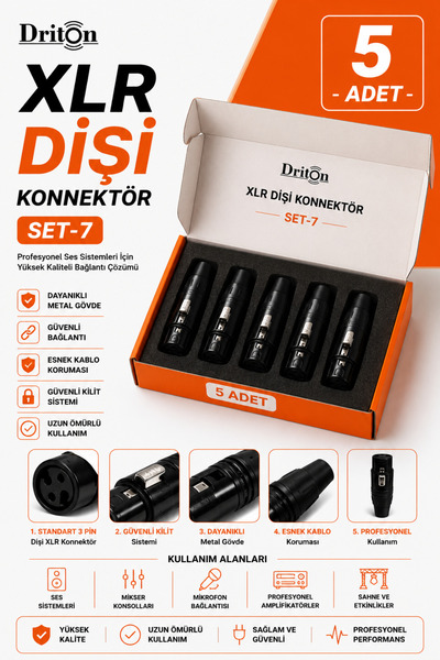 DRİTON Xlr Female Jack 5 Piece Set-7