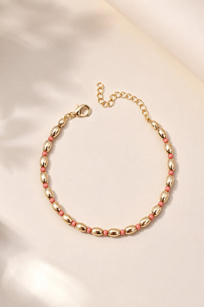 Alexis Carrel Valora Gold Pink Beaded Women's Bracelet