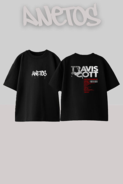 Anetos تي شيرت أسود كبير الحجم مطبوع بتصميم ترافيس سكوت Astroworld_8