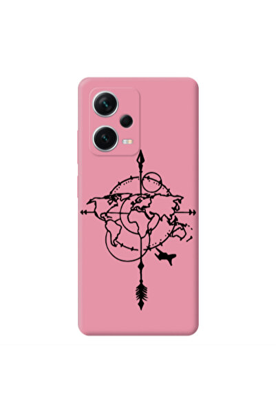 Other Xiaomi Poco X5 Old Map Pink Colored Silicone TPU Θήκη