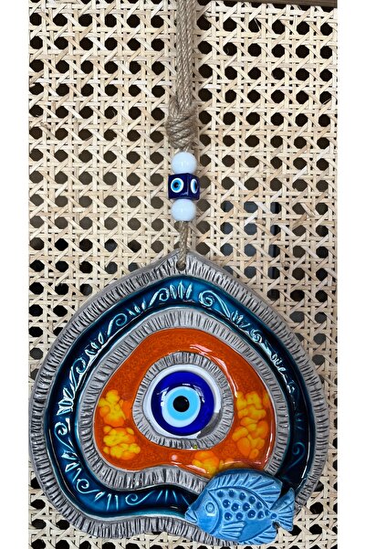 Desenli Cam Nazar Boncuklu Mandala Duvar Süsü 25x25 cm