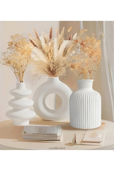 candleviart 3lü İskandinav Tarzı Bohem Vazo Hediyelik Pinterest Pampas Vazosu...