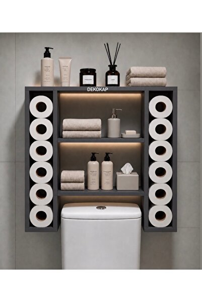 DEKOKAP Banyo Klozet Üstü Raf Düzenleyici Tuvalet Kâğıtlık Havluluk