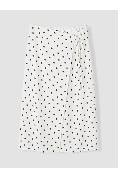 LC Waikiki Lcwaikiki Classic Ecru Side-Tie Polka Dot Skirt