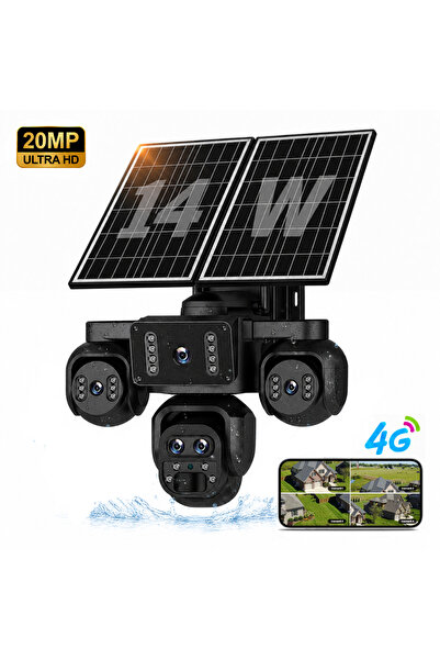 Rimenss Camera Supraveghere 4G cu Panou Solar 14W, Acumulator 20100 mAh, SIM,...