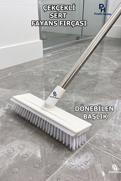Profit Home Çekçekli Sert Fayans Fırçası, Banyo Fırçası Çekçek Özellikli Döne...