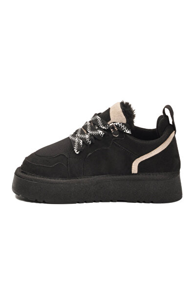 AYK'S Cizme pentru copii unisex din piele intoarsa neagra 412445 F