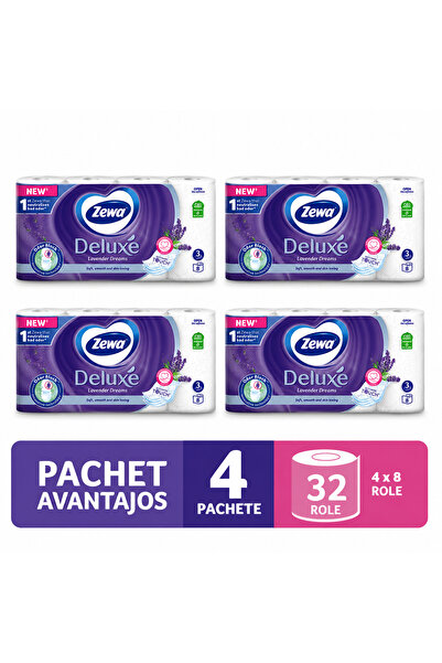 Zewa Pachet 4 x Deluxe Lavender Dreams Hârtie Igienică 3 Straturi, 8 Role/Pac...