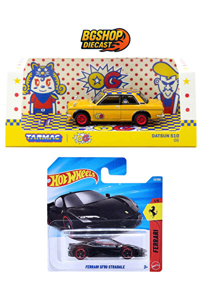HOT WHEELS FERRARI SF90 Stradale - Tarmac Works 1/64 Datsun 510 OG - HOBBY64