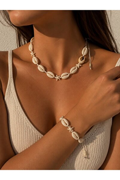 SBR Set Colier și Brățară cu Scoici și Stele de Mare – Bijuterii Boho Beach R...