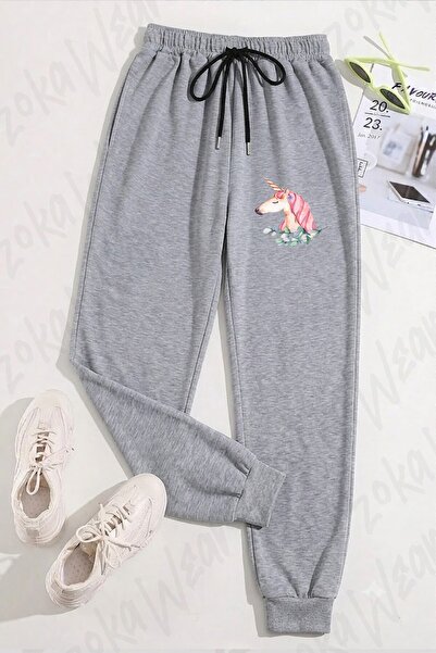 ZOKAWEAR Unisex Watercolor Flowers Unicorn Printed Sweatpants