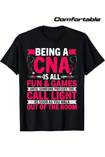 BASEPULSE Funny Life T-Shirt - 'Being a CNA Is All Fun Games' Design, 100% Co...