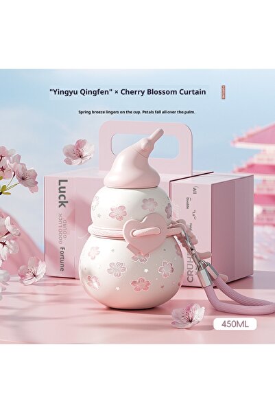 choice2 450ml Cherry blossom pink 2025 New Heart-shaped Gourd Insulated Cup 3...