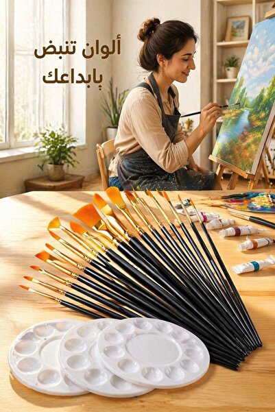 Generic 25 Pcs Nylon Paint Brush Set Acrylic Oil Watercolor Non Shedding Fine...